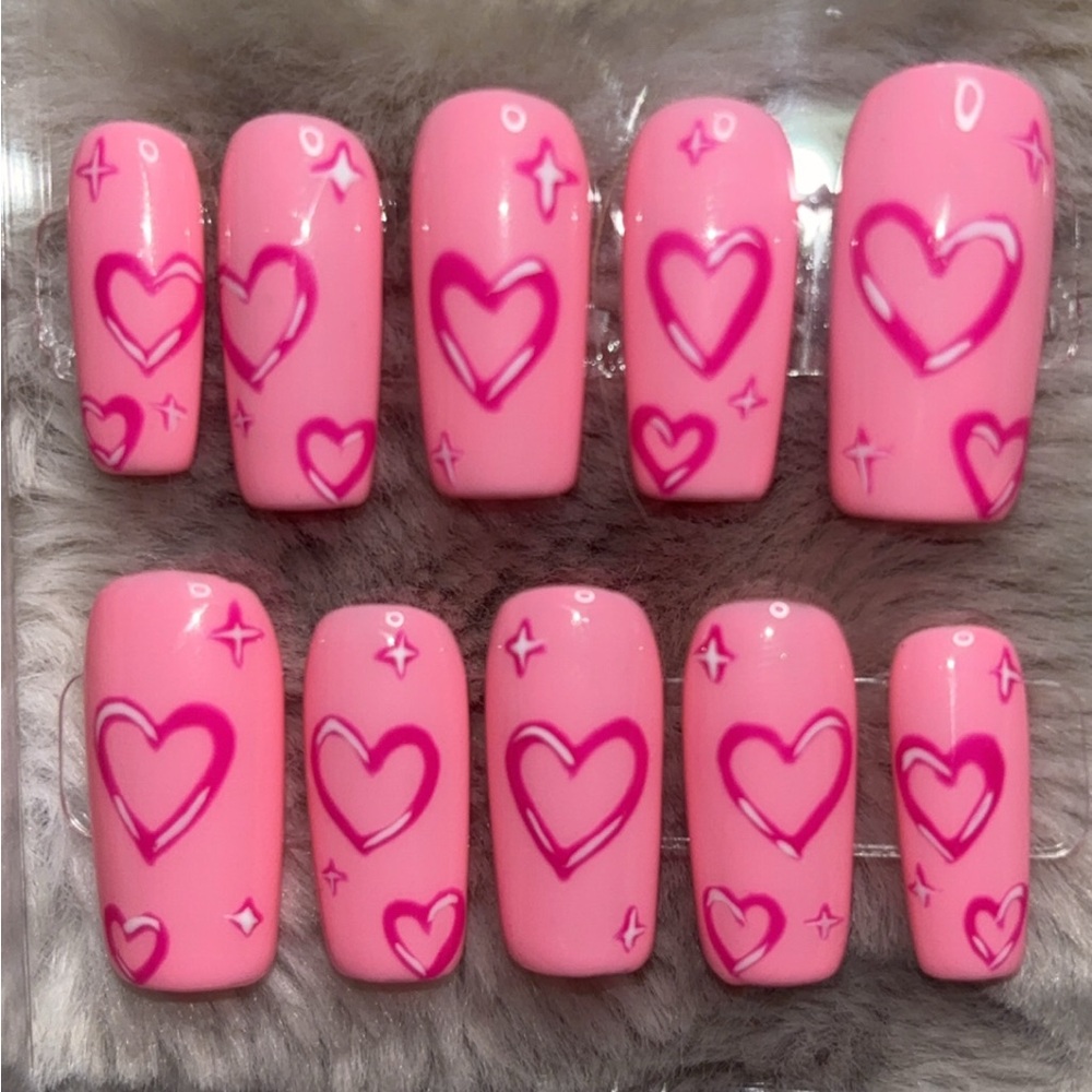 Pink Heart Nail Set
